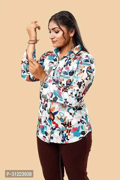 Stylish Multicoloured Cotton Lycra Printed Shirt For Women-thumb0