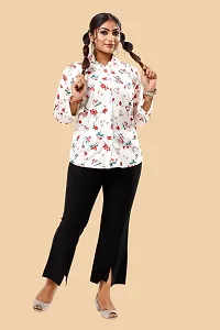 Stylish White Cotton Lycra Printed Shirt For Women-thumb3