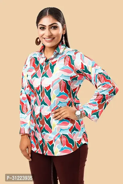 Stylish Multicoloured Cotton Lycra Printed Shirt For Women