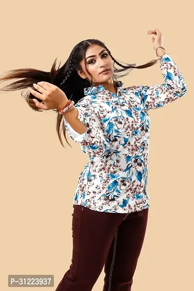 Stylish Multicoloured Cotton Lycra Printed Shirt For Women