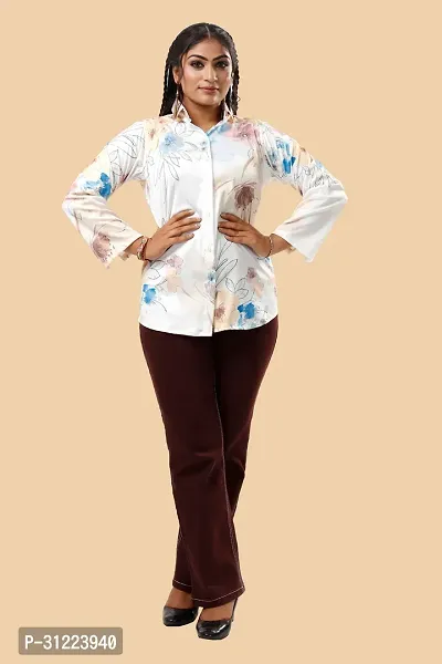 Stylish Multicoloured Cotton Lycra Printed Shirt For Women-thumb4