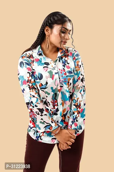 Stylish Multicoloured Cotton Lycra Printed Shirt For Women-thumb3