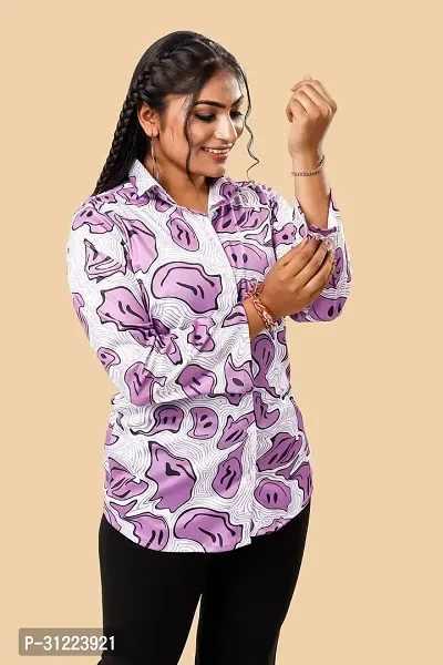 Stylish Multicoloured Cotton Lycra Printed Shirt For Women-thumb3