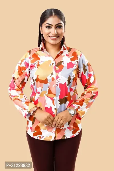 Stylish Multicoloured Cotton Lycra Printed Shirt For Women