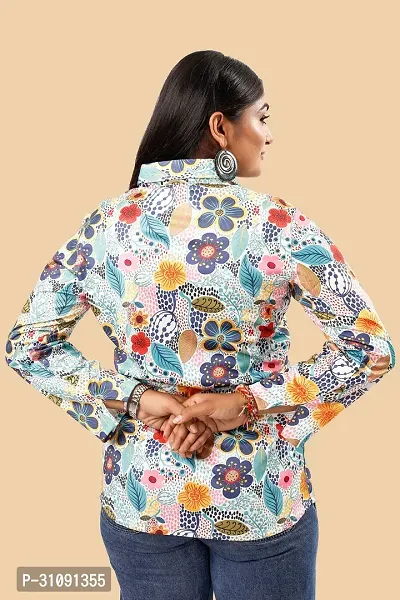 Women Regular Fit Printed Spread Collar Casual Shirt-thumb2