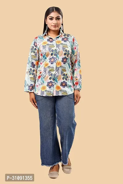 Women Regular Fit Printed Spread Collar Casual Shirt-thumb3