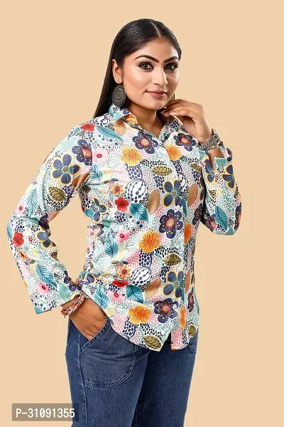 Women Regular Fit Printed Spread Collar Casual Shirt-thumb4