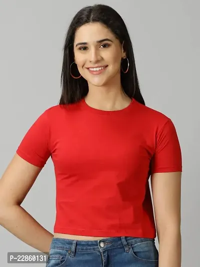 Elegant Red Cotton Solid Tunic For Women-thumb0