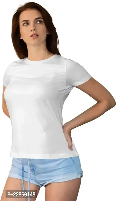 Elegant White Cotton Solid Tunic For Women-thumb0