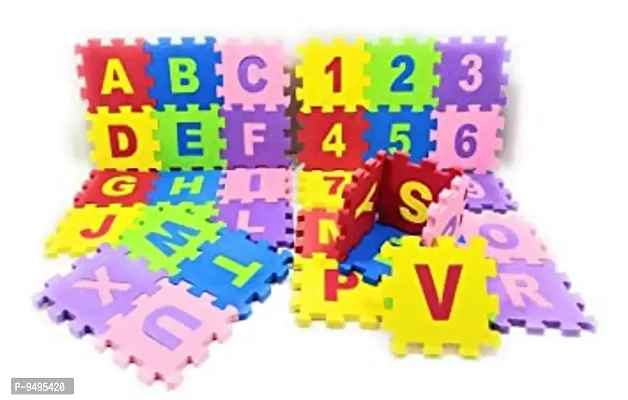 Mini ABCD Alphabet Blocks Puzzle Foam Mat for Kids, Interlocking Learning Alphabet and Number Floor Play Mat For Toddler .-thumb0