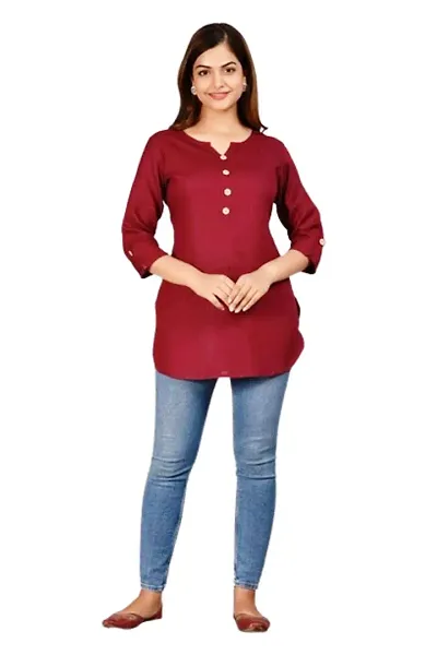 STYLE GANGA Women's Rayon Straight Solid Casual Top/Kurta