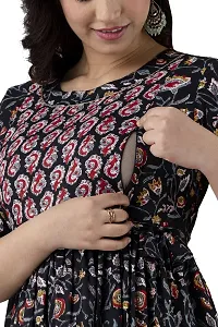 Stylish Black Cotton Anarkali Printed Stitched Kurti For Women-thumb1