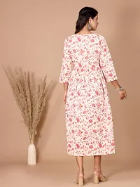 Stylish Pink Cotton Anarkali Printed Stitched Kurti For Women-thumb1