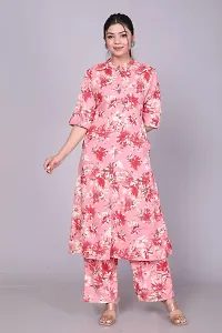 Reliable Pink Printed Polycotton Kurta with Pant Set For Women-thumb1