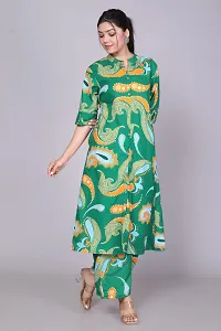 Reliable Green Printed Polycotton Kurta with Pant Set For Women-thumb4