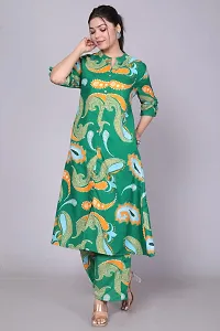 Reliable Green Printed Polycotton Kurta with Pant Set For Women-thumb3