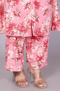 Reliable Pink Printed Polycotton Kurta with Pant Set For Women-thumb4