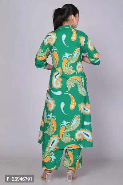 Reliable Green Printed Polycotton Kurta with Pant Set For Women-thumb2