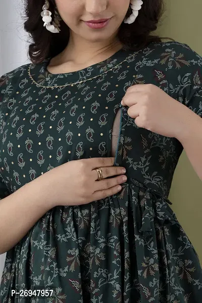 Stylish Black Cotton Anarkali Printed Stitched Kurti For Women-thumb3