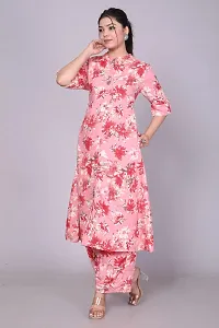 Reliable Pink Printed Polycotton Kurta with Pant Set For Women-thumb2