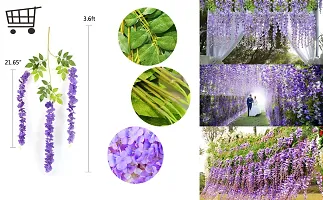 Pack of 8 (2Ft) Artificial Wisteria Vine Garland Silk Long Hanging Bush Flowers String-thumb3