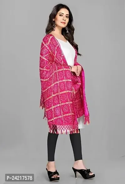 AARSH WENIKA Exquisite Elegance Chinon Silk Bandhej Dupatta (Pink)-thumb2