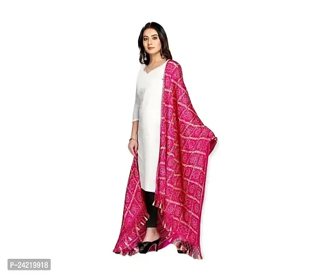 AARSH WENIKA Women Traditional Rajasthani Bandhej Silk Dupatta 2.25 mtr (Pink)