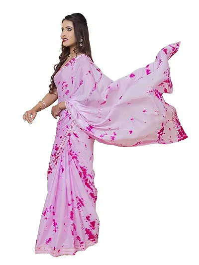 Aaradhya Jaipuri Tie dye Saree for Women (Pink)