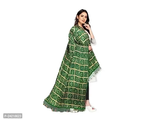 AARSH WENIKA Women Traditional Rajasthani Bandhej Silk Dupatta 2.25 mtr (Dark Green)