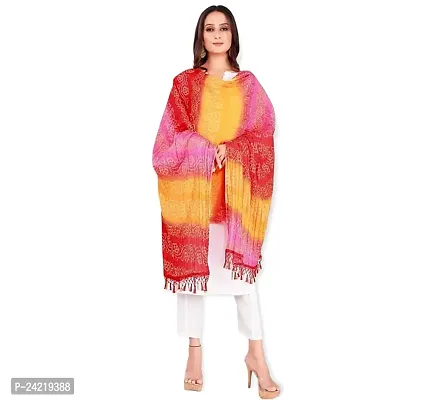 AARSH WENIKA Exquisite Elegance Chinon Silk Bandhej Dupatta (Multicolor 4)