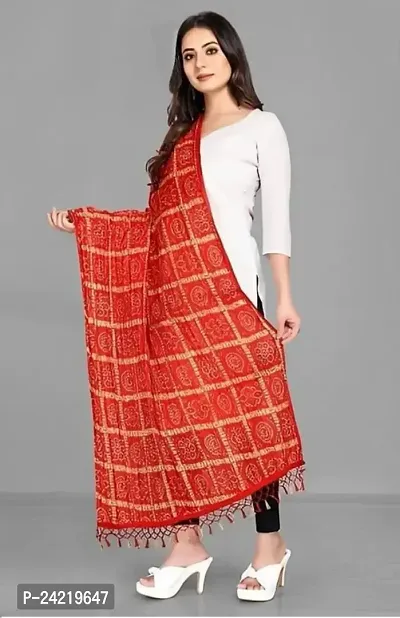 AARSH WENIKA Exquisite Elegance Chinon Silk Bandhej Dupatta (Red)-thumb2