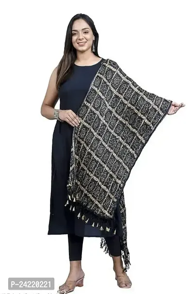 AARSH WENIKA Women Traditional Rajasthani Bandhej Silk Dupatta 2.25 mtr (Black)