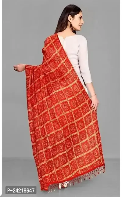 AARSH WENIKA Exquisite Elegance Chinon Silk Bandhej Dupatta (Red)-thumb3