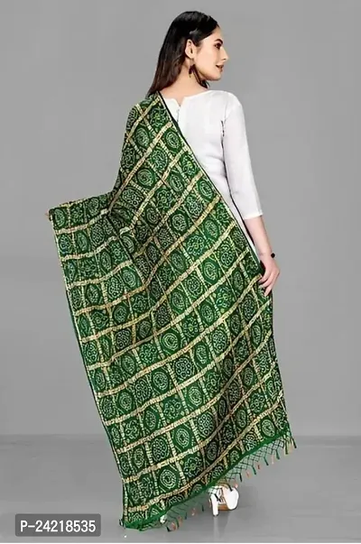 AARSH WENIKA Exquisite Elegance Chinon Silk Bandhej Dupatta (Dark Green)-thumb3