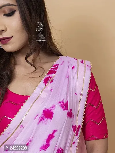 Aaradhya Jaipuri Tie dye Saree for Women (Pink)-thumb3