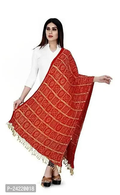 AARSH WENIKA Women Traditional Rajasthani Bandhej Silk Dupatta 2.25 mtr (Red)