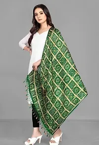 AARSH WENIKA Exquisite Elegance Chinon Silk Bandhej Dupatta (Dark Green)-thumb1