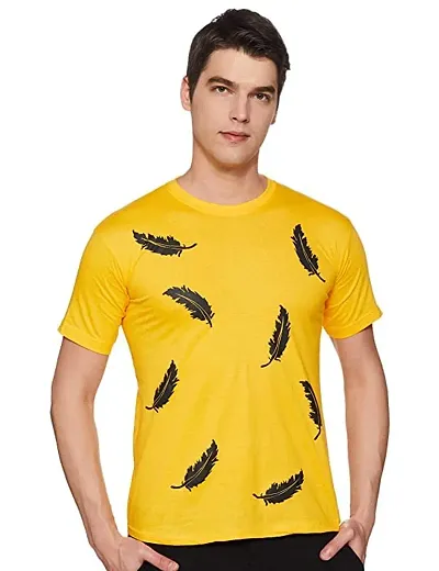 The Fabshopper Leaf Round Neck T-Shirt for Men's