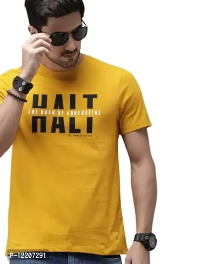 The Fabshopper Cotton Round Neck Yellow Halt T-Shirt for Men