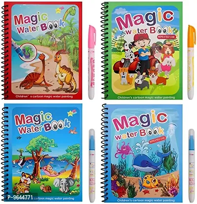 Re-Usable Magic Coloring Water Book Doodle with Magic Pen (Pack of 4)-thumb0