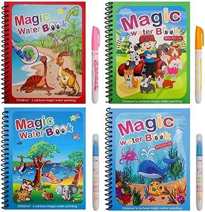Re-Usable Magic Coloring Water Book Doodle with Magic Pen (Pack of 4)