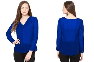 LS_Womens top and Shirt-Kaftan Fabric:Georgette:Color:Royal Blue #Stylish Shirt fro Womens and Grils Royal Blue-83938292748-thumb2