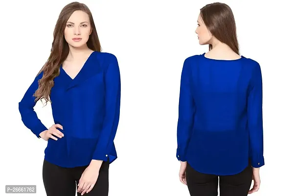 LS_Womens top and Shirt-Kaftan Fabric:Georgette:Color:Royal Blue #Stylish Shirt fro Womens and Grils Royal Blue-83938292748-thumb3
