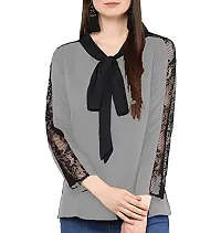 LimeScotch Women's Top Shirt-Duble Color Combination Tops-Net Combination Grey-thumb1