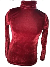 LS Velvet Womens Solid Kurti -Tops Maroon-166-thumb1