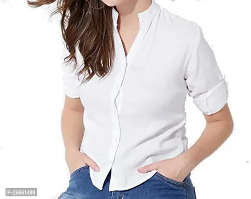 LS Fabric:Cotton:Color:White #Stylish Shirt #Cotton for Office pupose frillon Front NLMN