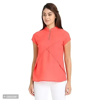 LS_Womens top and Shirt-Kaftan Fabric:Crepe:Color:Red #Stylish Shirt fro Womens and Grils Red-83938292782