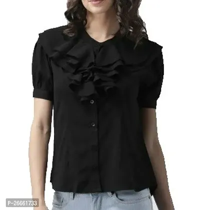 LS_Womens top and Shirt Fabric:Crepe:Color:Black #Stylish Shirt fro Womens and Grils Black-thumb3
