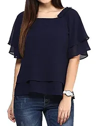 LS Womens Solid Kurti -Shirt top and Shirt -Navy Tunic-971-thumb2