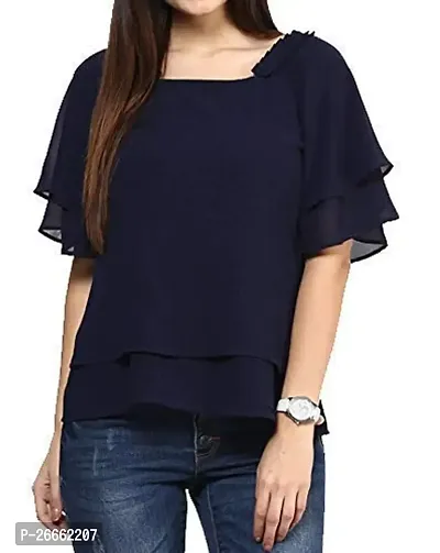 LS Womens Solid Kurti -Shirt top and Shirt -Navy Tunic-971-thumb3